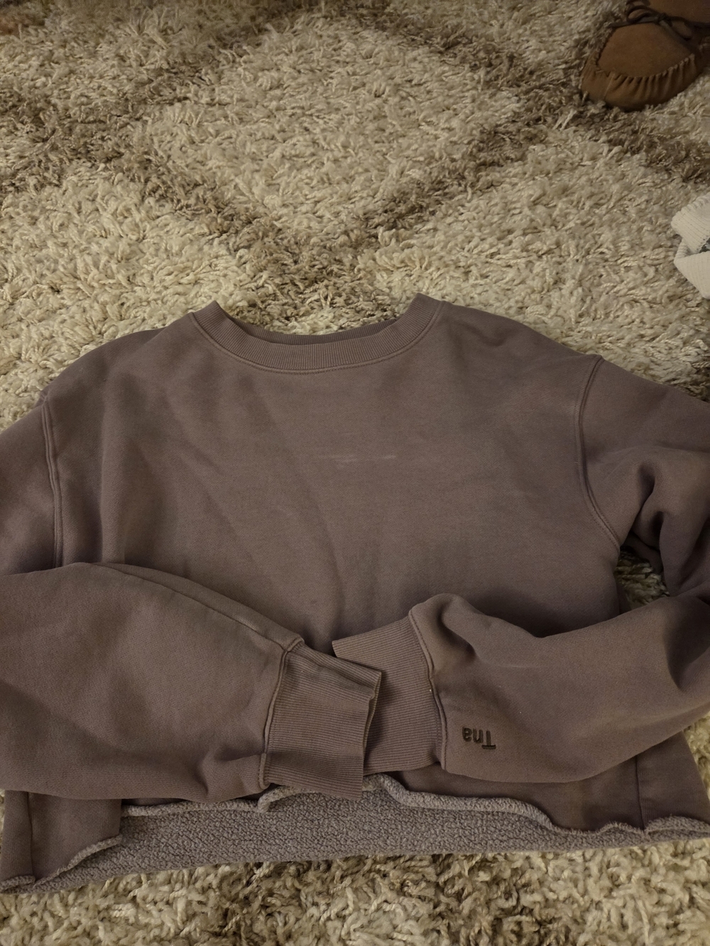 TNA Cropped Crewneck Sweatshirt in Dusty Mauve